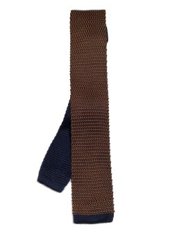 Cravatta in tricot blue e marrone - 1