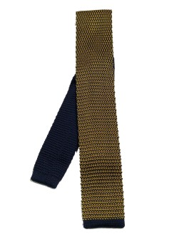 Cravatta in tricot blue e gialla - 1
