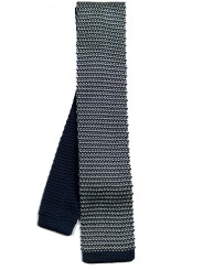 Cravatta in tricot blu e bianca - 1