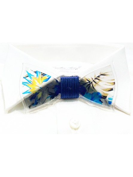 Papillon in resina con nodo in corda blu Flower - 1